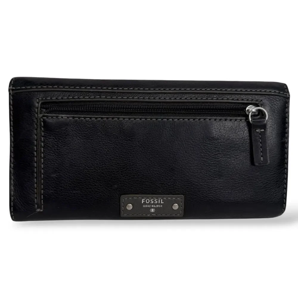 ▪️FOSSIL Large Neutral Color Block Trifold Leather Wallet